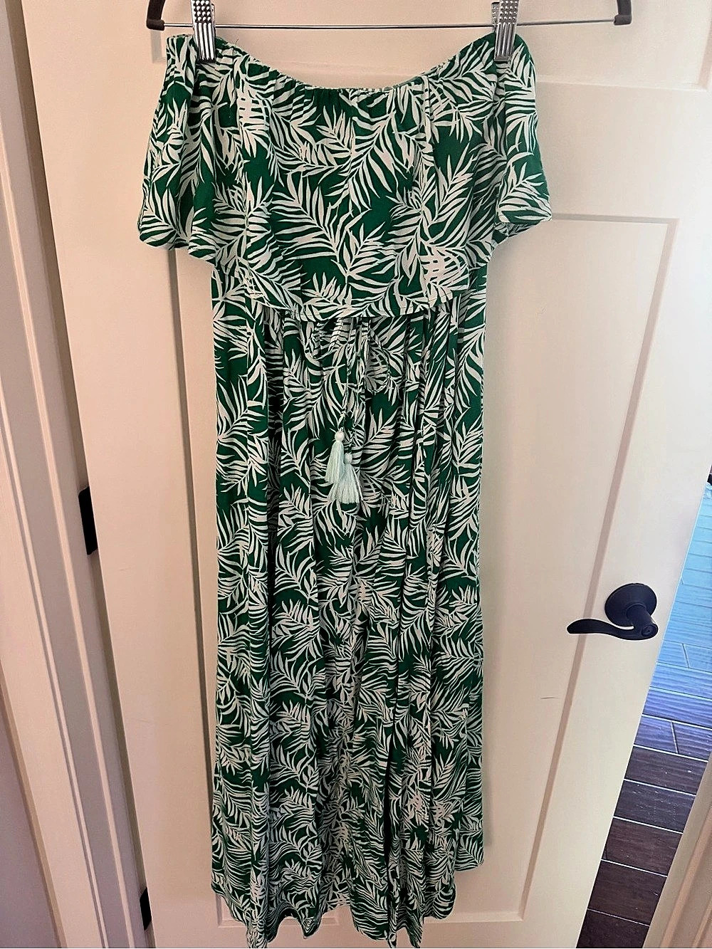 Japna Green White Maxi Dress Size Small Like New